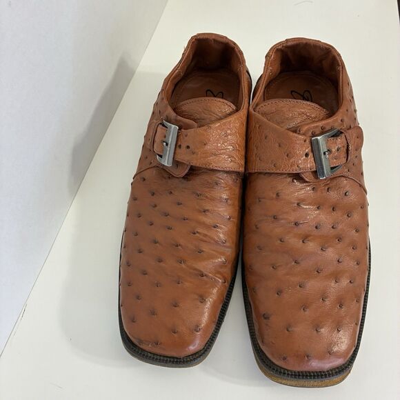 Coleoni Italy Men’s 8 Ostrich Leather Monk Strap Dress Shoes Brown main image 8